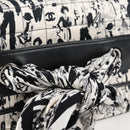 CHANEL Chain COCO Mark Choco Bar Shoulder Bag Satin Black White CC Auth 128055V-15