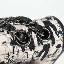 CHANEL Chain COCO Mark Choco Bar Shoulder Bag Satin Black White CC Auth 128055V-16