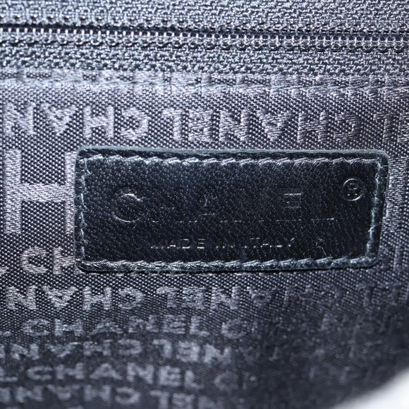 CHANEL Chain COCO Mark Choco Bar Shoulder Bag Satin Black White CC Auth 128055V