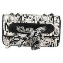 CHANEL Chain COCO Mark Choco Bar Shoulder Bag Satin Black White CC Auth 128055V-2