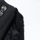 CHANEL Chain COCO Mark Choco Bar Shoulder Bag Satin Black White CC Auth 128055V-20