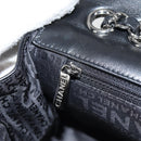 CHANEL Chain COCO Mark Choco Bar Shoulder Bag Satin Black White CC Auth 128055V-22