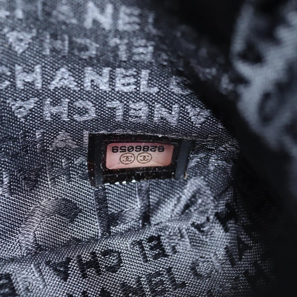 CHANEL Chain COCO Mark Choco Bar Shoulder Bag Satin Black White CC Auth 128055V