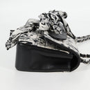 CHANEL Chain COCO Mark Choco Bar Shoulder Bag Satin Black White CC Auth 128055V-5