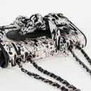 CHANEL Chain COCO Mark Choco Bar Shoulder Bag Satin Black White CC Auth 128055V-6