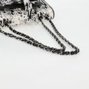 CHANEL Chain COCO Mark Choco Bar Shoulder Bag Satin Black White CC Auth 128055V-7