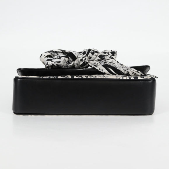 CHANEL Chain COCO Mark Choco Bar Shoulder Bag Satin Black White CC Auth 128055V