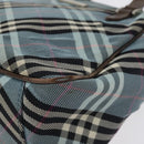 BURBERRY Nova Check Blue Label Hand Bag Nylon Blue Silver Auth 128058-9