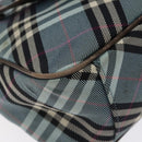BURBERRY Nova Check Blue Label Hand Bag Nylon Blue Silver Auth 128058-16