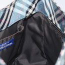 BURBERRY Nova Check Blue Label Hand Bag Nylon Blue Silver Auth 128058-18