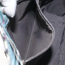 BURBERRY Nova Check Blue Label Hand Bag Nylon Blue Silver Auth 128058-20