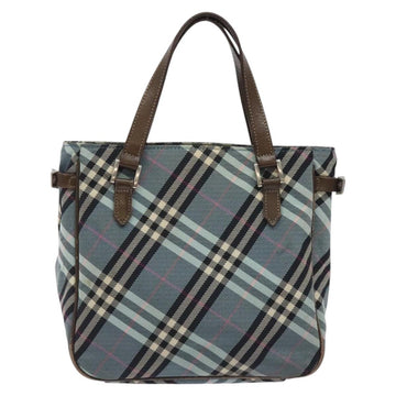 BURBERRY Nova Check Blue Label Hand Bag Nylon Blue Silver Auth 128058 - 0
