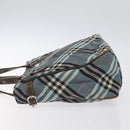 BURBERRY Nova Check Blue Label Hand Bag Nylon Blue Silver Auth 128058-4