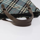 BURBERRY Nova Check Blue Label Hand Bag Nylon Blue Silver Auth 128058-7