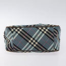 BURBERRY Nova Check Blue Label Hand Bag Nylon Blue Silver Auth 128058-5