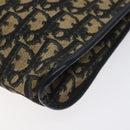 Christian Dior Trotter Canvas Shoulder Bag Navy Gold Auth 128065-10