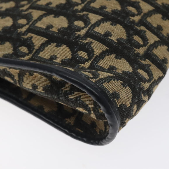 Christian Dior Trotter Canvas Shoulder Bag Navy Gold Auth 128065