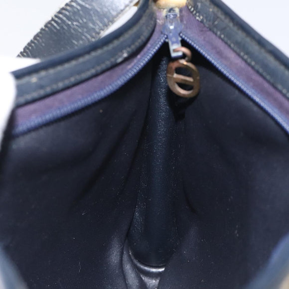Christian Dior Trotter Canvas Shoulder Bag Navy Gold Auth 128065