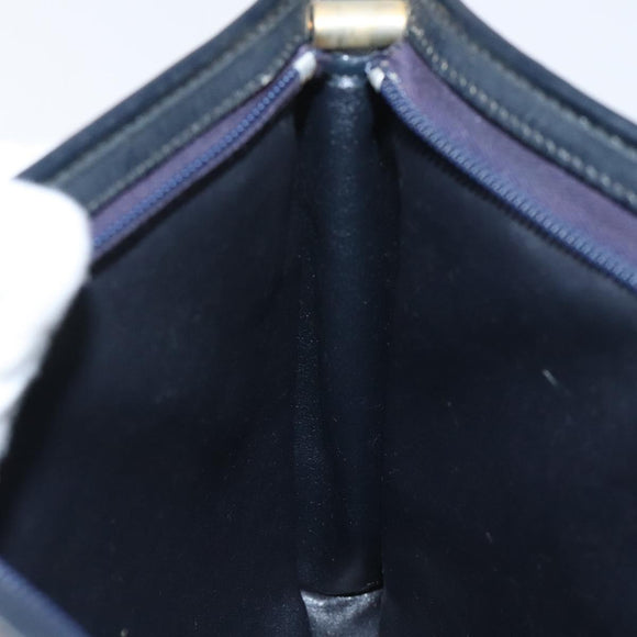 Christian Dior Trotter Canvas Shoulder Bag Navy Gold Auth 128065