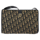 Christian Dior Trotter Canvas Shoulder Bag Navy Gold Auth 128065-2