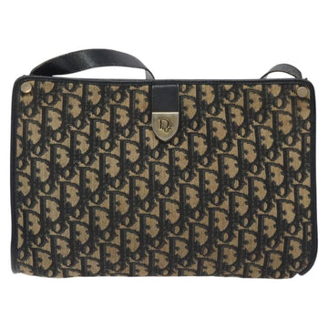 Christian Dior Trotter Canvas Shoulder Bag Navy Gold Auth 128065 - 0