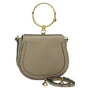 Chloe Nile Hand Bag Leather 2way Beige Gold Auth 128074-1