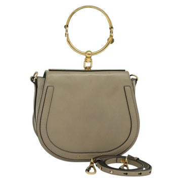 Chloe Nile Hand Bag Leather 2way Beige Gold Auth 128074