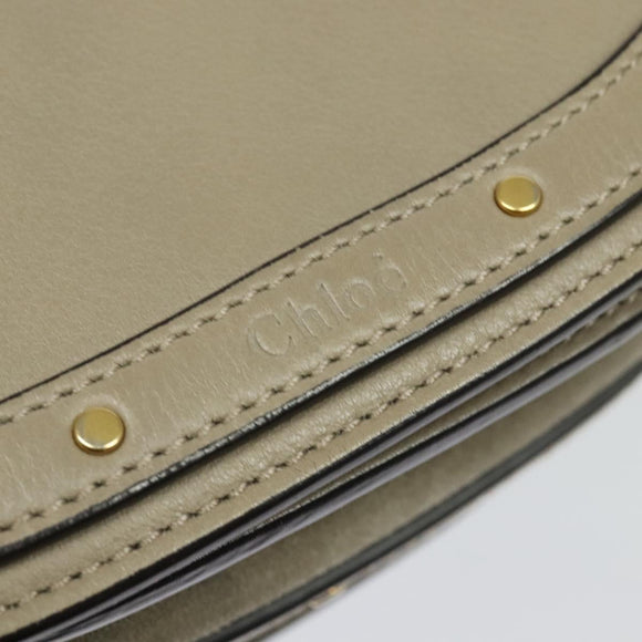 Chloe Nile Hand Bag Leather 2way Beige Gold Auth 128074