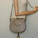 Chloe Nile Hand Bag Leather 2way Beige Gold Auth 128074-23