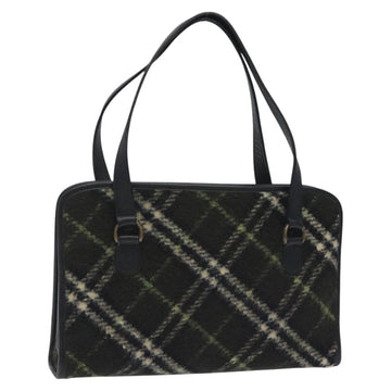 BURBERRY Nova Check Hand Bag Wool Khaki Auth 128075
