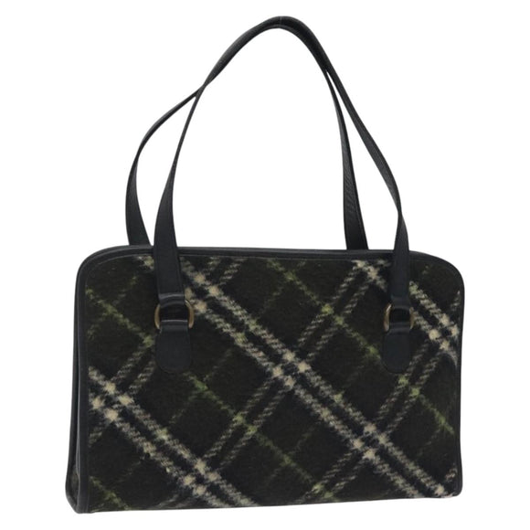 BURBERRY Nova Check Hand Bag Wool Khaki Auth 128075