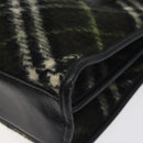 BURBERRY Nova Check Hand Bag Wool Khaki Auth 128075-9
