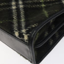 BURBERRY Nova Check Hand Bag Wool Khaki Auth 128075-15
