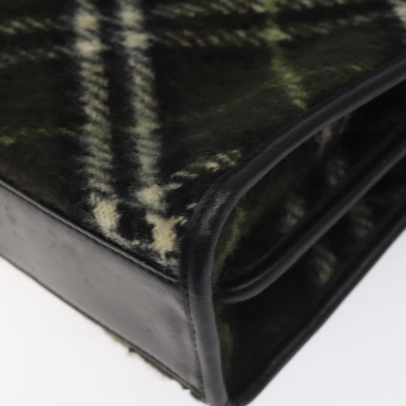 BURBERRY Nova Check Hand Bag Wool Khaki Auth 128075