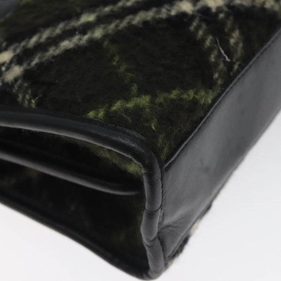 BURBERRY Nova Check Hand Bag Wool Khaki Auth 128075