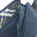 BURBERRY Nova Check Hand Bag Wool Khaki Auth 128075-17