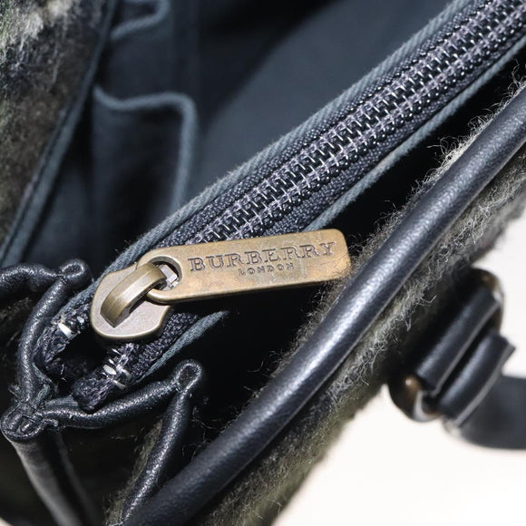 BURBERRY Nova Check Hand Bag Wool Khaki Auth 128075