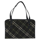 BURBERRY Nova Check Hand Bag Wool Khaki Auth 128075-13