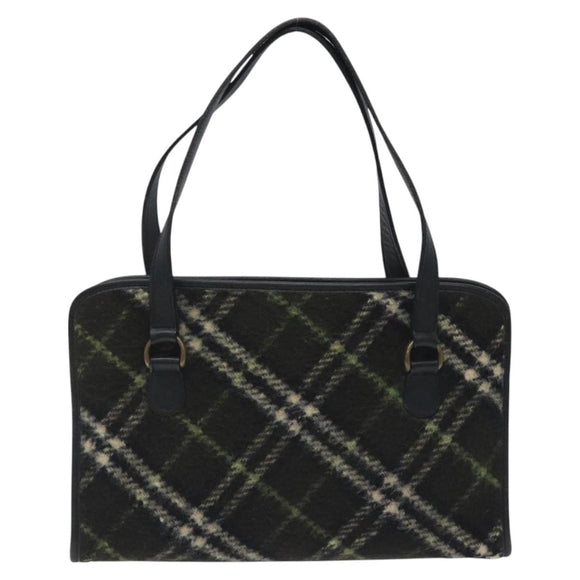 BURBERRY Nova Check Hand Bag Wool Khaki Auth 128075