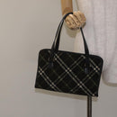 BURBERRY Nova Check Hand Bag Wool Khaki Auth 128075-21