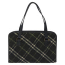 BURBERRY Nova Check Hand Bag Wool Khaki Auth 128075-2