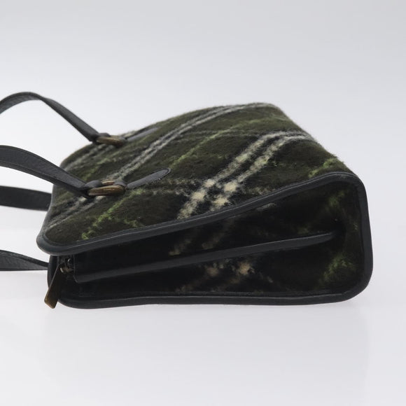 BURBERRY Nova Check Hand Bag Wool Khaki Auth 128075