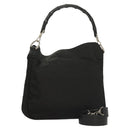 GUCCI Bamboo Hand Bag Canvas 2way Black Silver 001 1638 Auth 128076-1