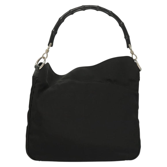 GUCCI Bamboo Hand Bag Canvas 2way Black Silver 001 1638 Auth 128076