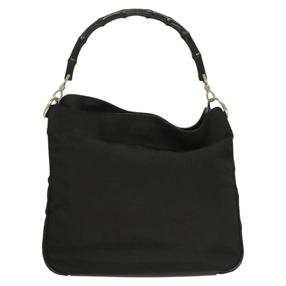 GUCCI Bamboo Hand Bag Canvas 2way Black Silver 001 1638 Auth 128076