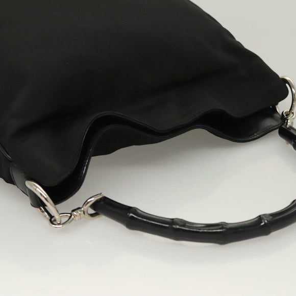 GUCCI Bamboo Hand Bag Canvas 2way Black Silver 001 1638 Auth 128076