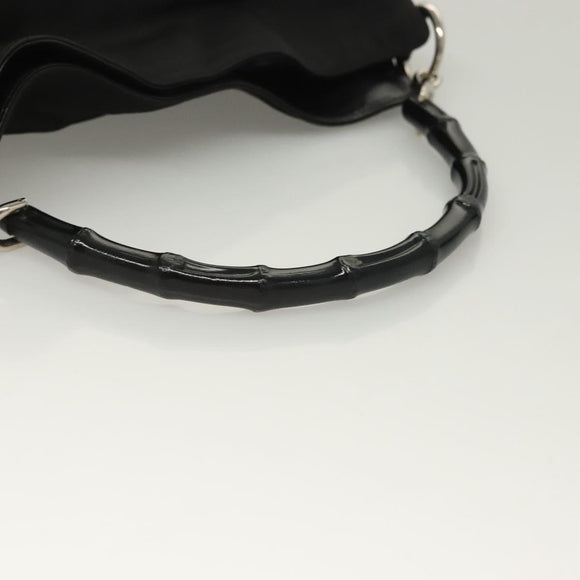 GUCCI Bamboo Hand Bag Canvas 2way Black Silver 001 1638 Auth 128076