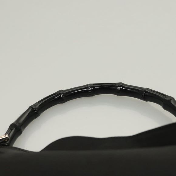 GUCCI Bamboo Hand Bag Canvas 2way Black Silver 001 1638 Auth 128076