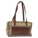 BURBERRY Nova Check Shoulder Bag PVC Leather Beige Gold Auth 128100-1