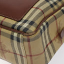 BURBERRY Nova Check Shoulder Bag PVC Leather Beige Gold Auth 128100-10